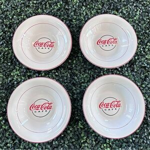 Retro Set of 4 Vintage Coca Cola “Cafe” Pasta, Salad or Soup Bowls -Gibson 2002